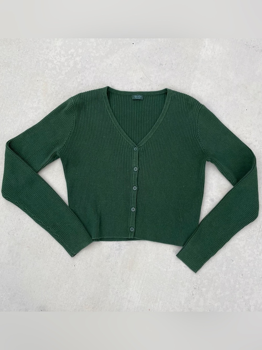 Brandy Melville Green Ribbed Cardigan